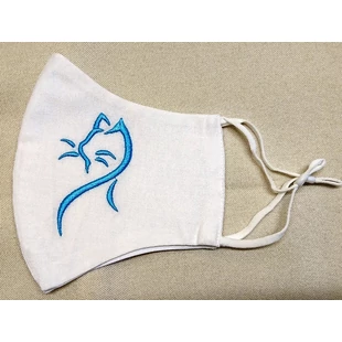 Hímzett maszk /Fehér,cicás
