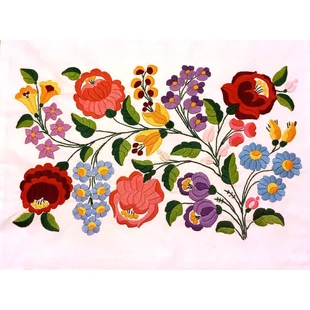 Kézzel hímzett díszpárna-huzat (televirágos)