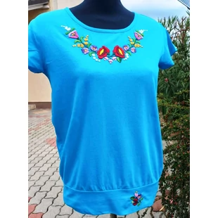 Lezser fazonú türkiz női póló