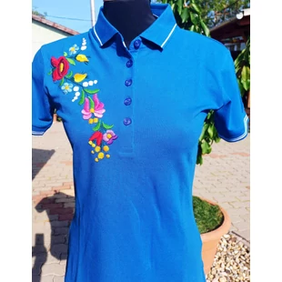 Királykék galléros póló