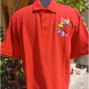 Piros galléros férfi póló