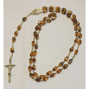 Rózsafüzér gyönyörű barna üveggyöngyökkel Rózsafüzér gyönyörű barna üveggyöngyökkel