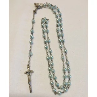 Rózsafüzér gyönyörű kék üveggyöngyökkel Rózsafüzér gyönyörű kék üveggyöngyökkel