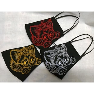 Hímzett cicák,feketén  6+