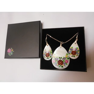 Nagy  csepp medál  + fülbevaló díszcsomagolásban